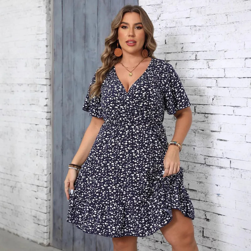 Summer Floral V-Neck Dress