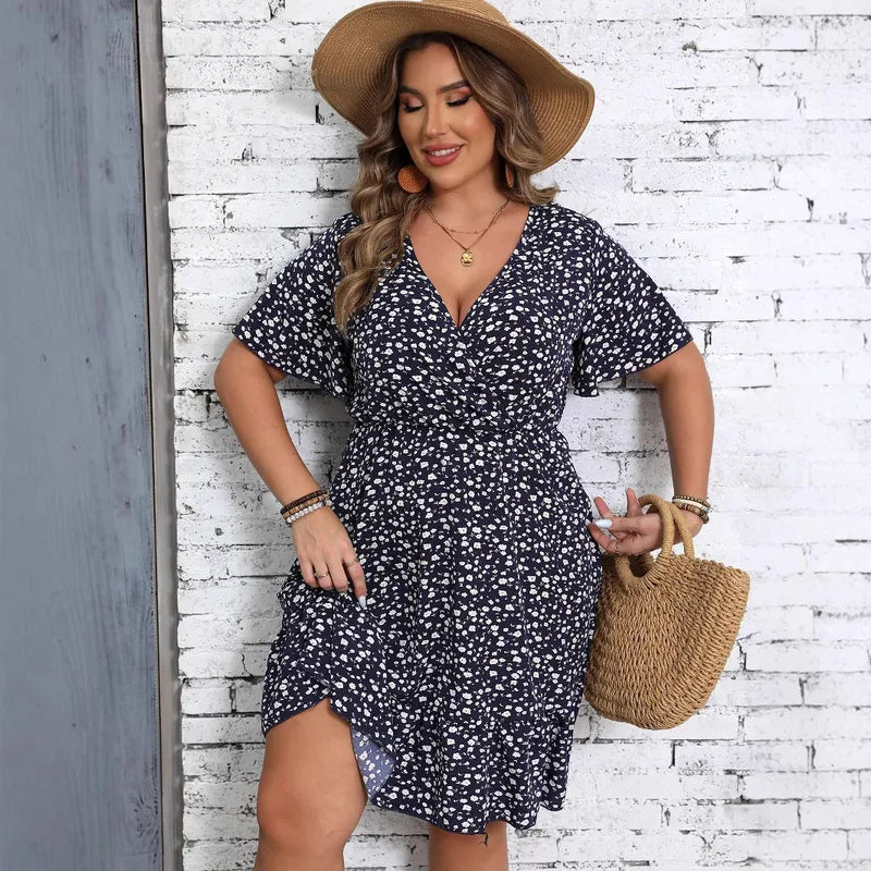 Summer Floral V-Neck Dress