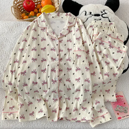 🎀  Dreamy Pink Bow Cream Pyjamas 🎀