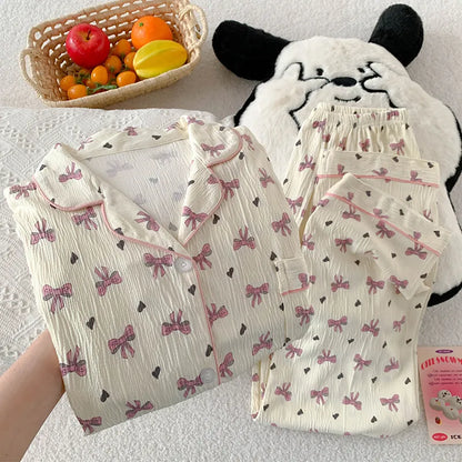 🎀  Dreamy Pink Bow Cream Pyjamas 🎀