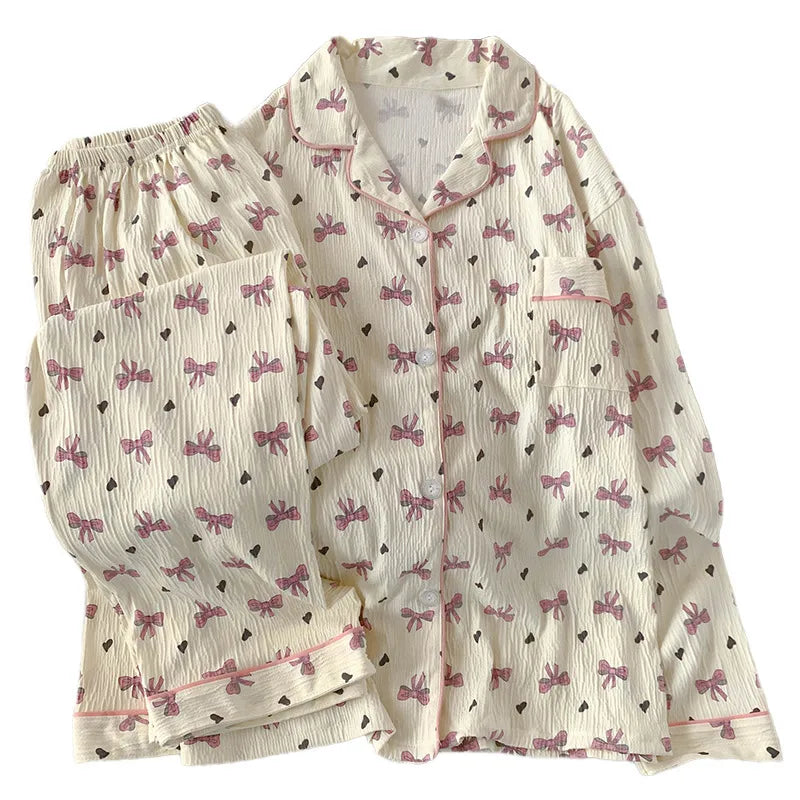 🎀  Dreamy Pink Bow Cream Pyjamas 🎀
