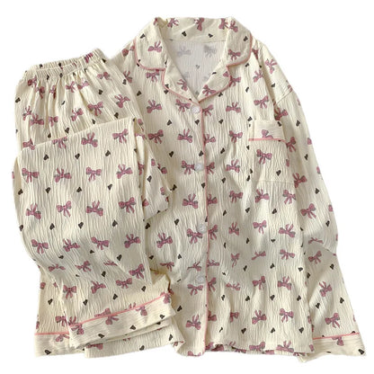 🎀  Dreamy Pink Bow Cream Pyjamas 🎀