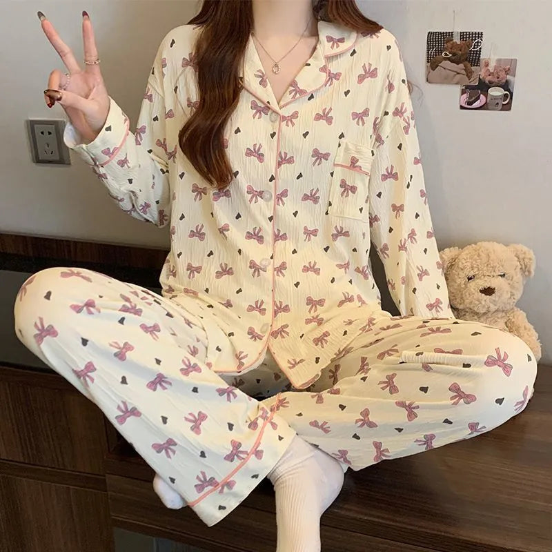 🎀  Dreamy Pink Bow Cream Pyjamas 🎀