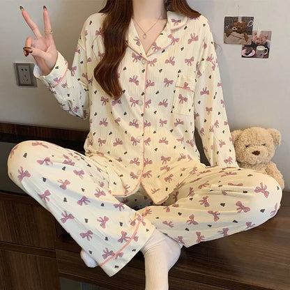 🎀  Dreamy Pink Bow Cream Pyjamas 🎀