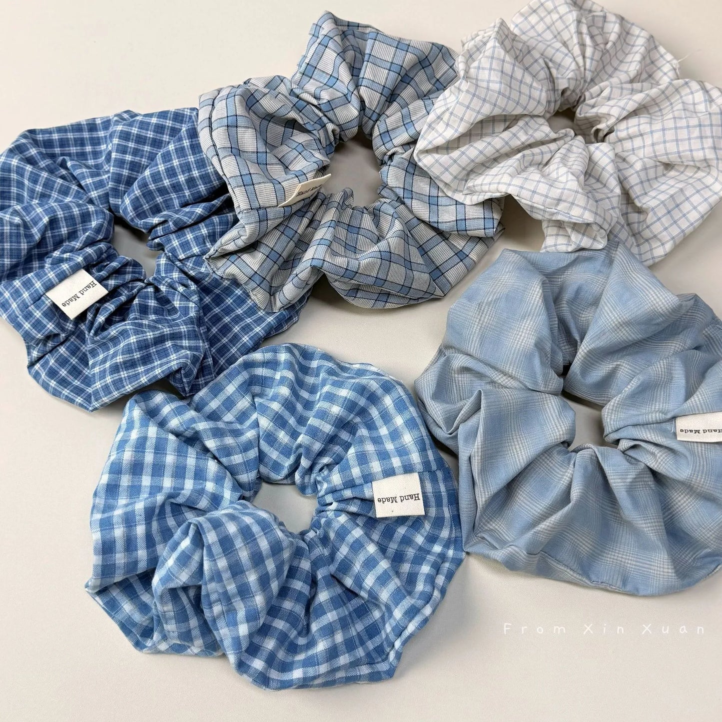💙 10pc Sweet Plaid Hairband & Scrunchie Set 💙
