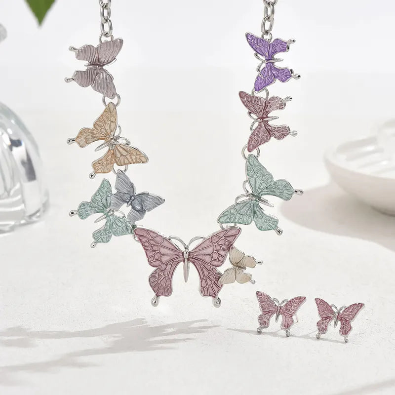 🦋 Pastel Butterfly Necklace & Earrings Set 🦋