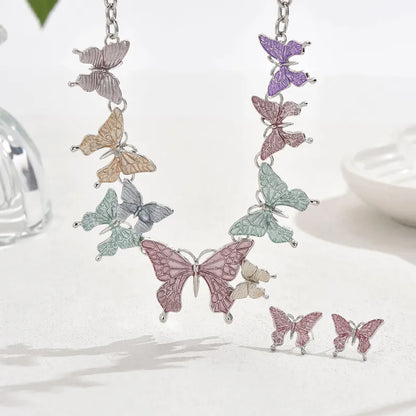 🦋 Pastel Butterfly Necklace & Earrings Set 🦋