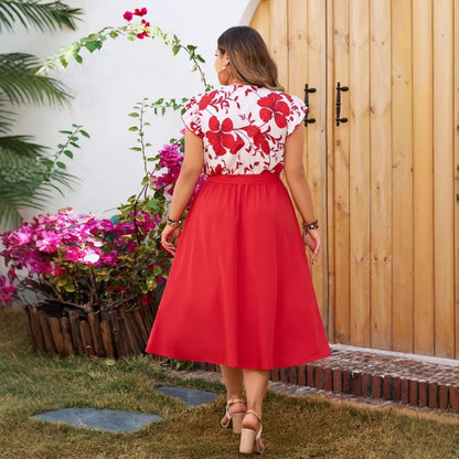 💃 Red Floral Dress 💃
