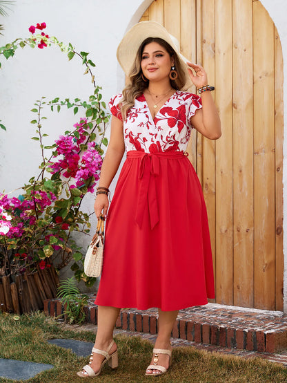 💃 Red Floral Dress 💃