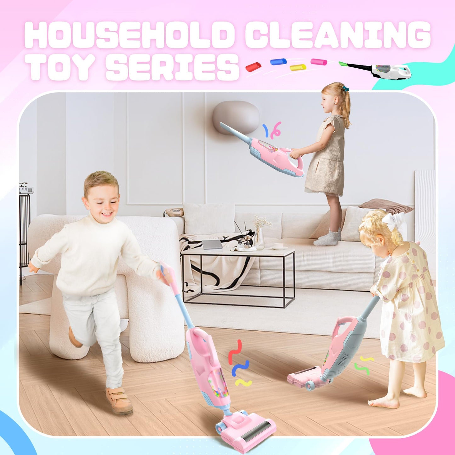 Kids Cordless Vacuum Toy with Lights, Sounds & Ball Popping Action