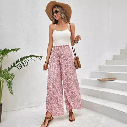 🌸 Floral Side Slit Wide Leg Skirt Pants 🌸