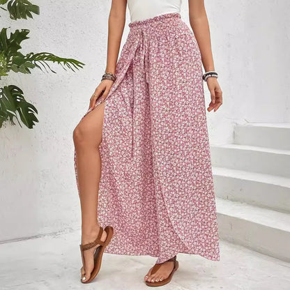 🌸 Floral Side Slit Wide Leg Skirt Pants 🌸