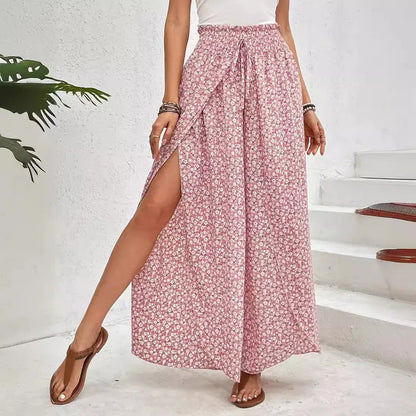 🌸 Floral Side Slit Wide Leg Skirt Pants 🌸