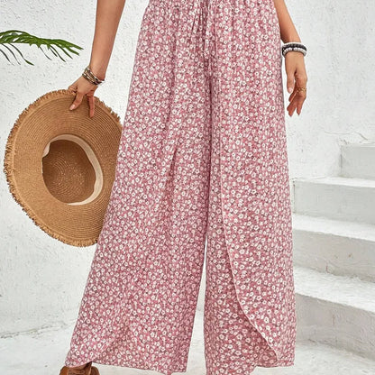 🌸 Floral Side Slit Wide Leg Skirt Pants 🌸