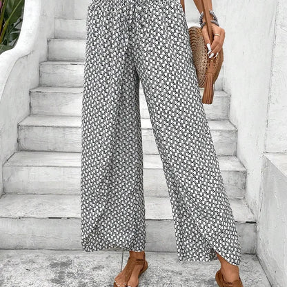 🌸 Floral Side Slit Wide Leg Skirt Pants 🌸