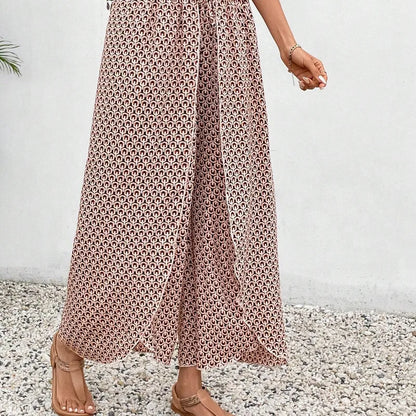 🌸 Floral Side Slit Wide Leg Skirt Pants 🌸