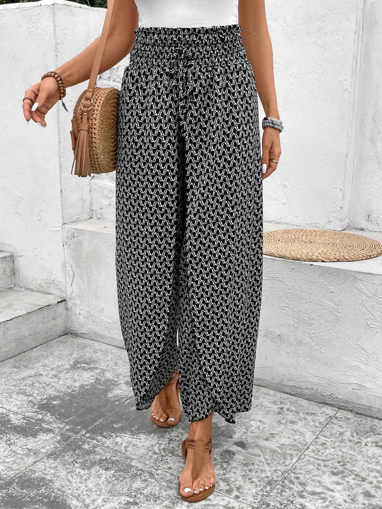 🌸 Floral Side Slit Wide Leg Skirt Pants 🌸