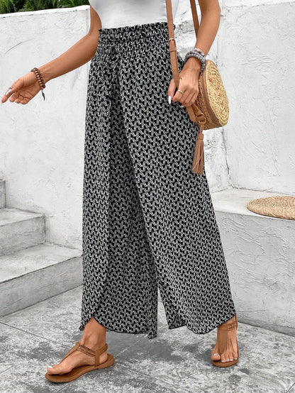 🌸 Floral Side Slit Wide Leg Skirt Pants 🌸