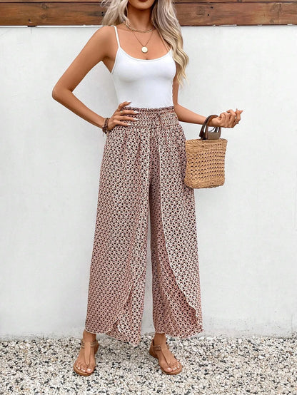🌸 Floral Side Slit Wide Leg Skirt Pants 🌸