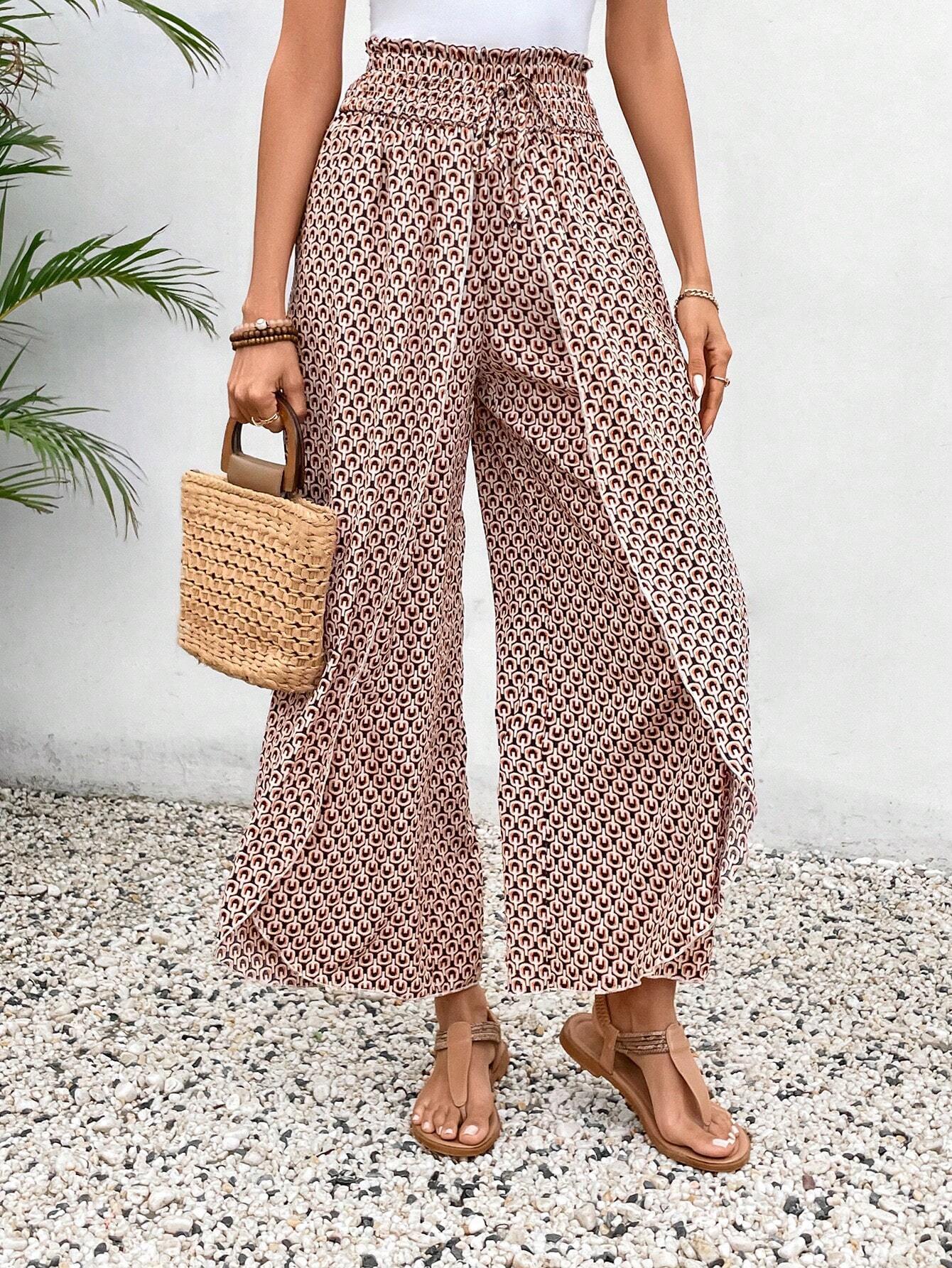 🌸 Floral Side Slit Wide Leg Skirt Pants 🌸