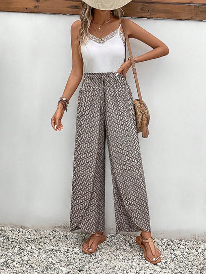 🌸 Floral Side Slit Wide Leg Skirt Pants 🌸