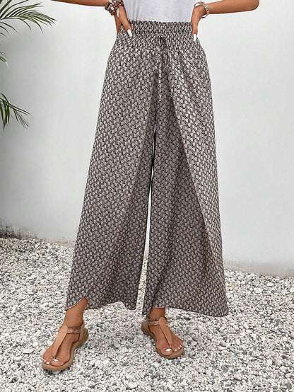 🌸 Floral Side Slit Wide Leg Skirt Pants 🌸