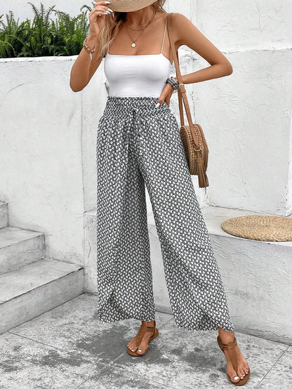 🌸 Floral Side Slit Wide Leg Skirt Pants 🌸