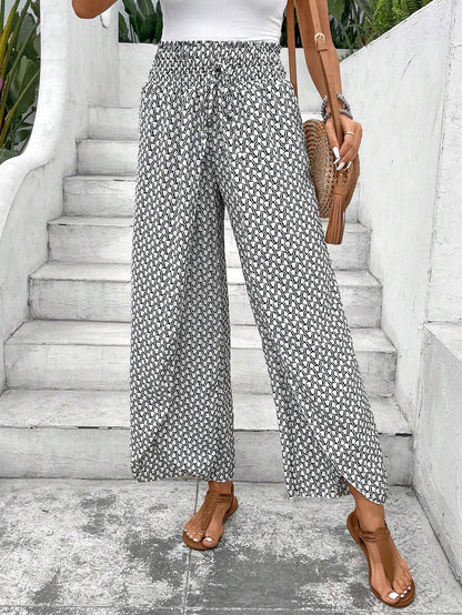 🌸 Floral Side Slit Wide Leg Skirt Pants 🌸
