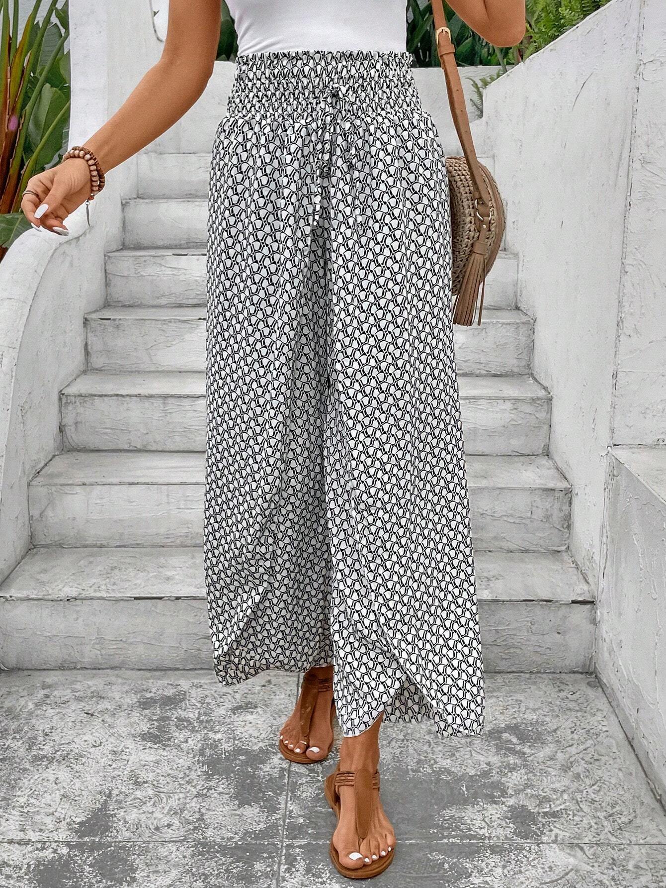 🌸 Floral Side Slit Wide Leg Skirt Pants 🌸