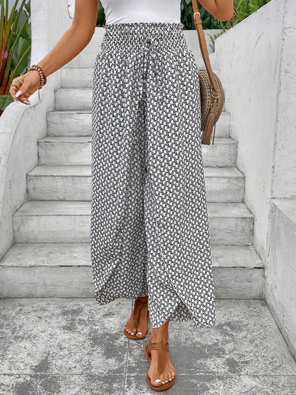 🌸 Floral Side Slit Wide Leg Skirt Pants 🌸