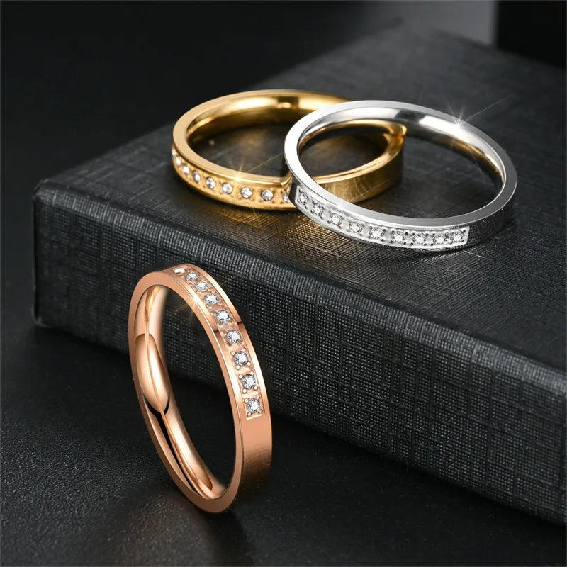 💎 Titanium Steel Diamond-Inlay Rings 💎