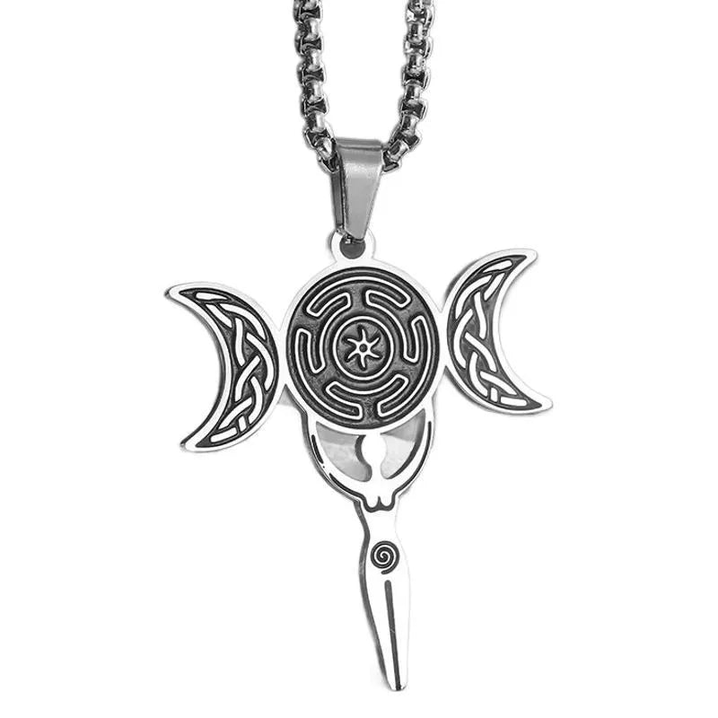🌙 Triple Moon Spiral Goddess Healing Necklace 🌙