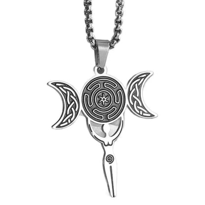 🌙 Triple Moon Spiral Goddess Healing Necklace 🌙
