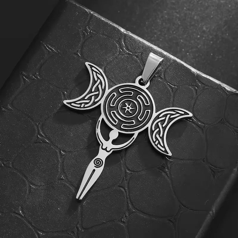 🌙 Triple Moon Spiral Goddess Healing Necklace 🌙