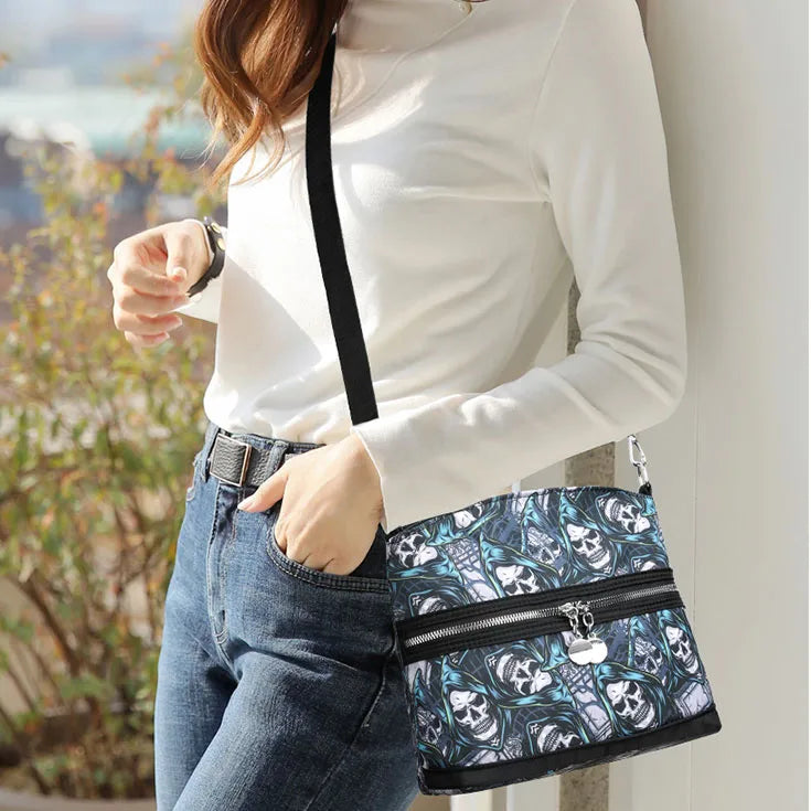 💀 Blue Skeleton Print Shoulder Handbag 💀