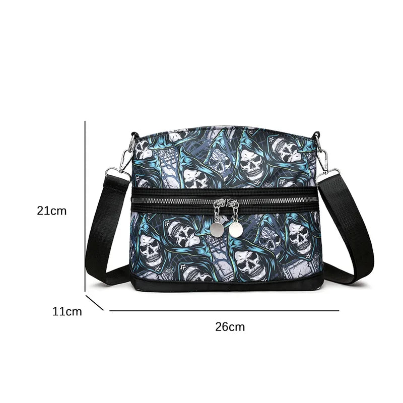 💀 Blue Skeleton Print Shoulder Handbag 💀