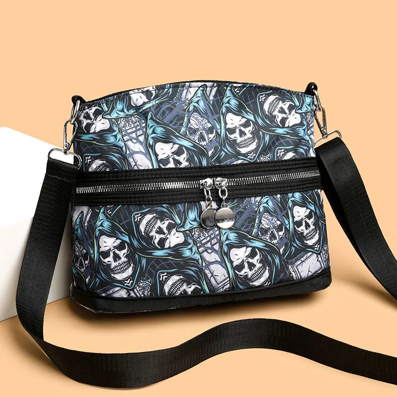 💀 Blue Skeleton Print Shoulder Handbag 💀