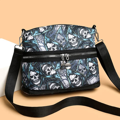 💀 Blue Skeleton Print Shoulder Handbag 💀
