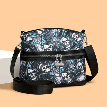 💀 Blue Skeleton Print Shoulder Handbag 💀