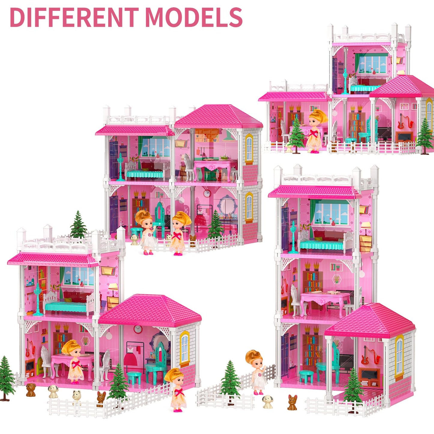 🏡 Luxury Dollhouse Playset – 2-Storey 4-Room Villa with Dolls & Furniture 🏡