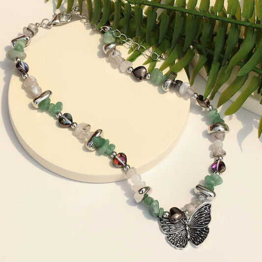 🦋 Natural Crystal Butterfly Necklace 🦋