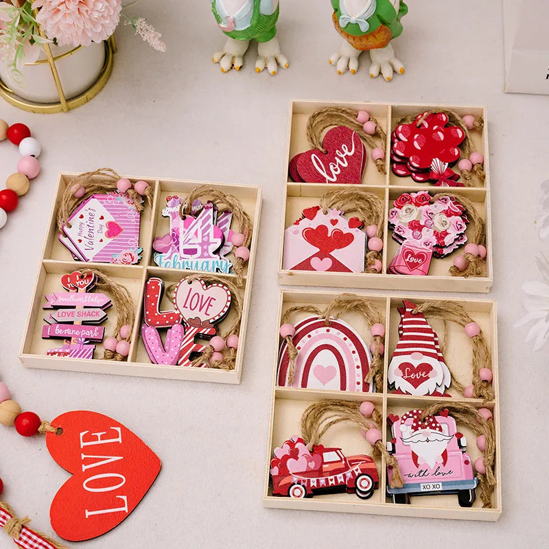 💘 Romantic Wood Hanging Ornaments 💘