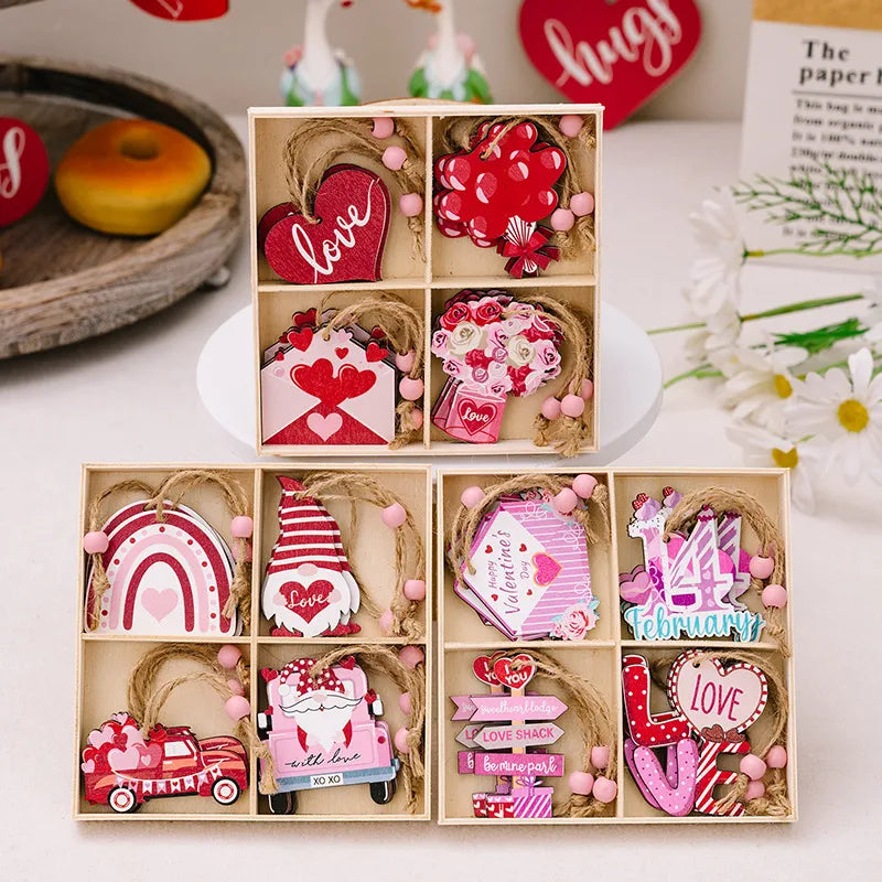 💘 Romantic Wood Hanging Ornaments 💘