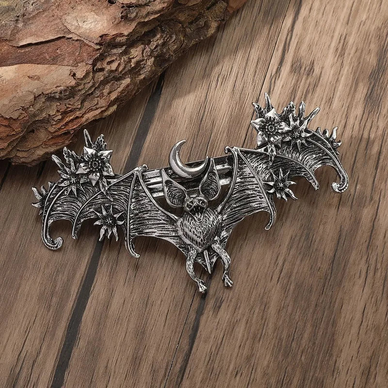🌙🦇 Moon Flower Bat Hairpin 🦇🌙