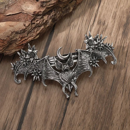 🌙🦇 Moon Flower Bat Hairpin 🦇🌙
