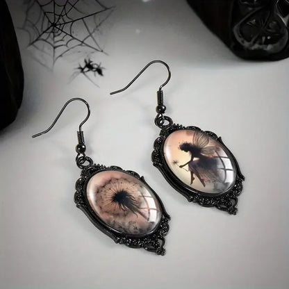 🖤🌼 Dandelion & Fairy Black Earrings 🌼🖤