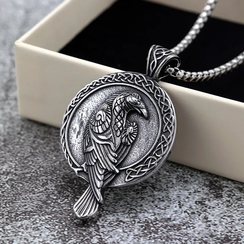 ⚔️ Vintage Double-Sided Viking Raven Necklace ⚔️