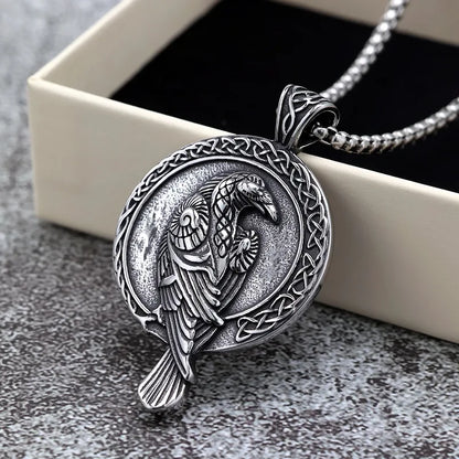 ⚔️ Vintage Double-Sided Viking Raven Necklace ⚔️