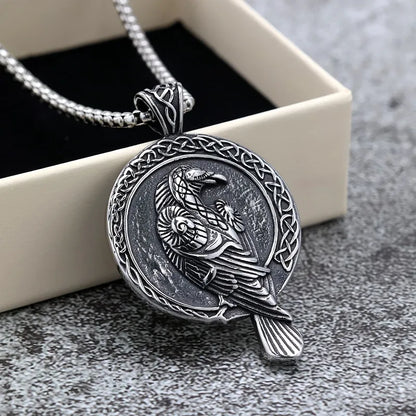 ⚔️ Vintage Double-Sided Viking Raven Necklace ⚔️