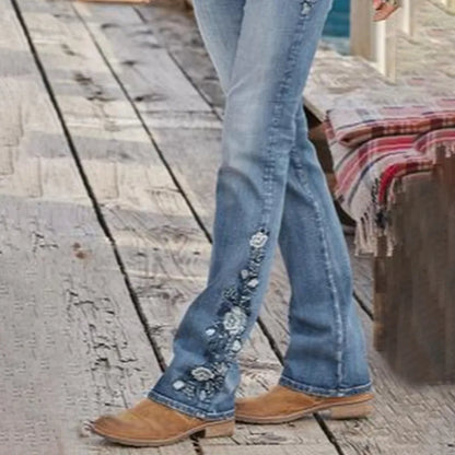 🌸👖 Vintage Style Floral Pattern Jeans 👖🌸